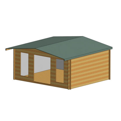 Shire Argyll 15' 8" x 13' 8" Apex Log Cabin - Premium 28mm Cladding Tongue & Groove