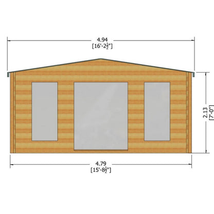 Shire Argyll 15' 6" x 13' 8" Apex Log Cabin - Premium 34mm Cladding Tongue & Groove