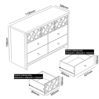 Arianna Large Chest of Drawers Grey 7 Drawers