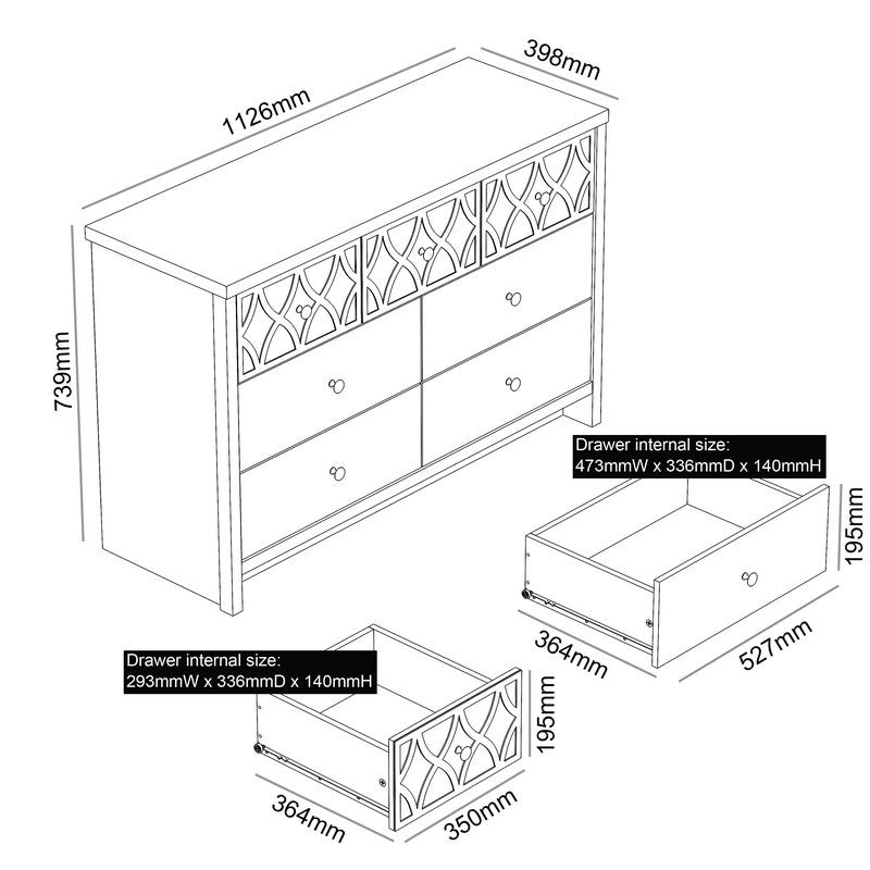 Arianna Large Chest of Drawers White 7 Drawers