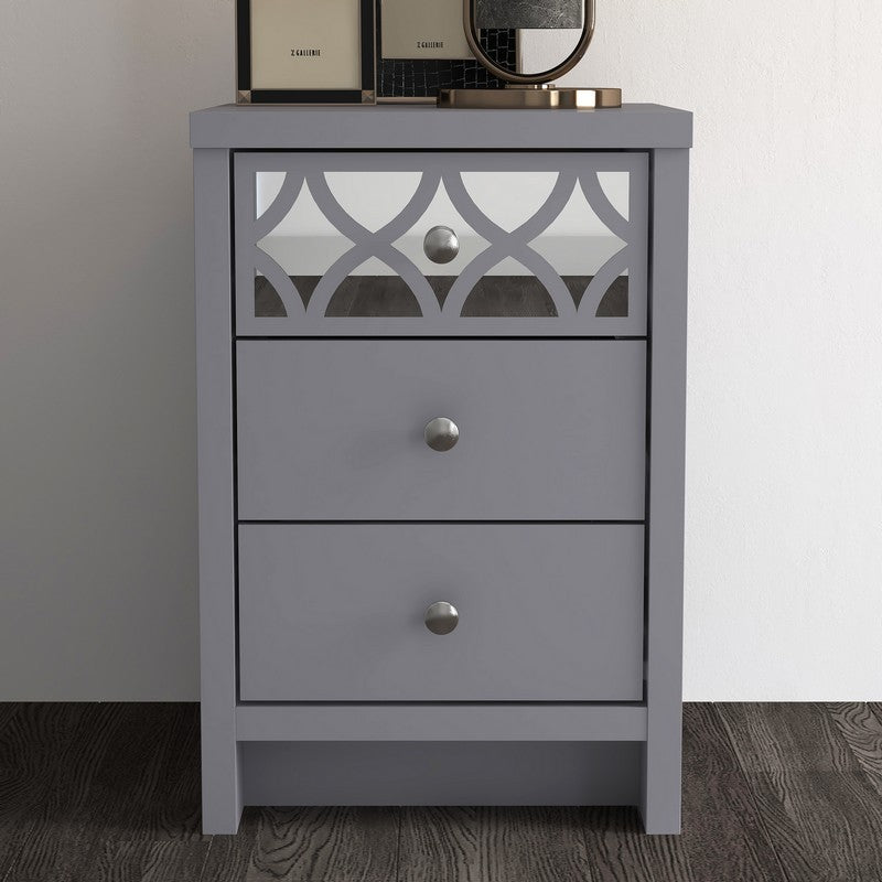 Arianna Slim Bedside Table Grey 3 Drawers