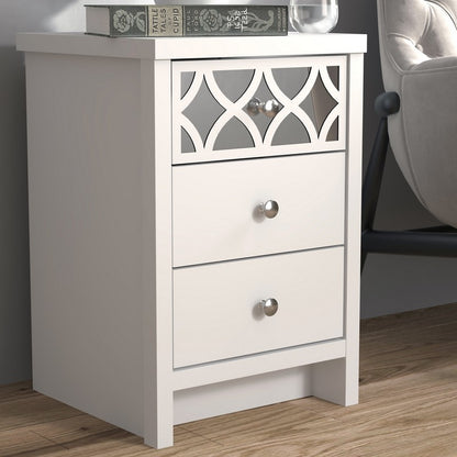 Arianna Slim Bedside Table White 3 Drawers