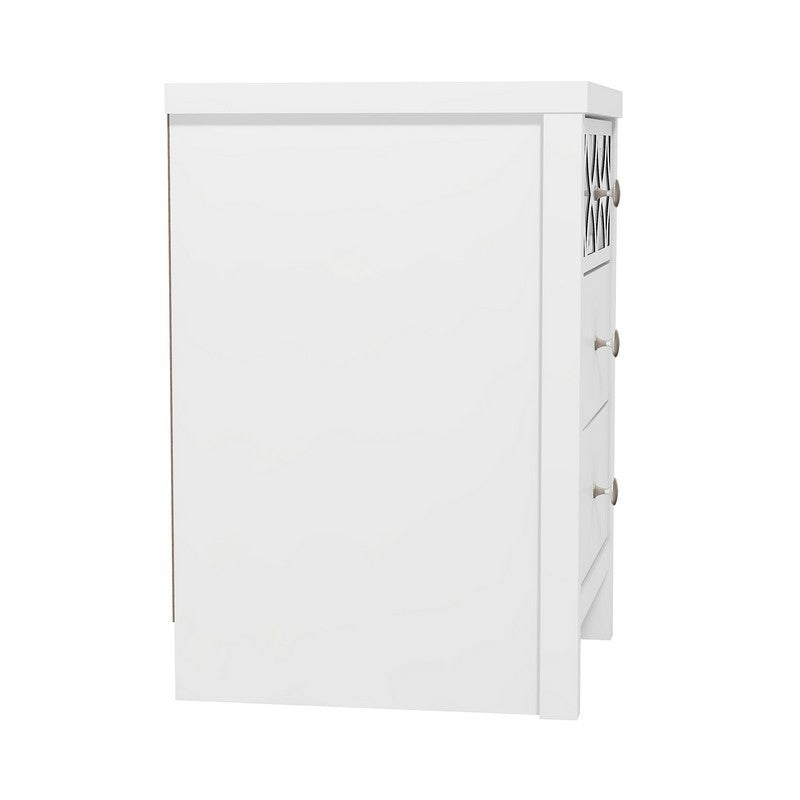 Arianna Slim Bedside Table White 3 Drawers