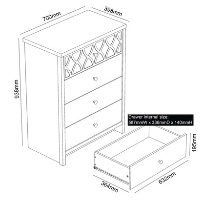 Arianna Chest of Drawers Grey 4 Drawers