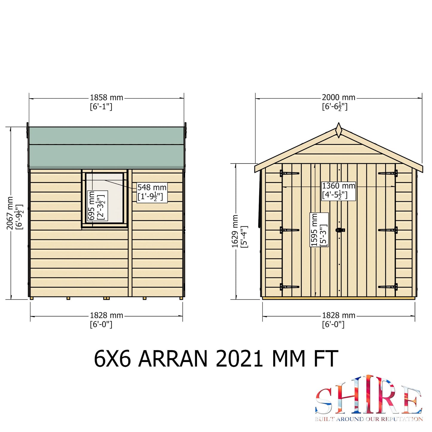 Shire Arran 5' 10" x 5' 10" Apex Shed - Premium Dip Treated Shiplap