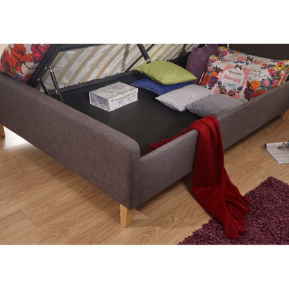 Ashbourne Single Ottoman Bed Fabric Grey 3 x 7ft