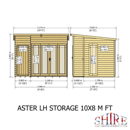 Shire Aster 7' 10" x 9' 9" Pent Summerhouse - Premium Dip Treated Shiplap