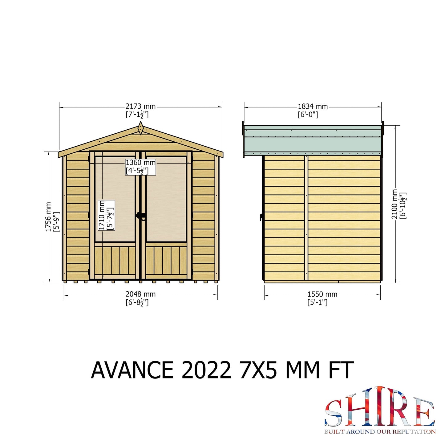 Shire Avance 6' 8" x 6' 3" Apex Summerhouse - Premium Dip Treated Shiplap