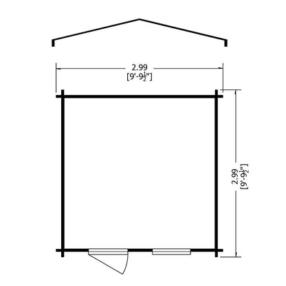 Shire Avesbury 10' x 10' Apex Log Cabin - Budget 19mm Cladding Tongue & Groove