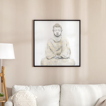 Canvas Wall Art Gold Textured Buddha Sit in Meditation