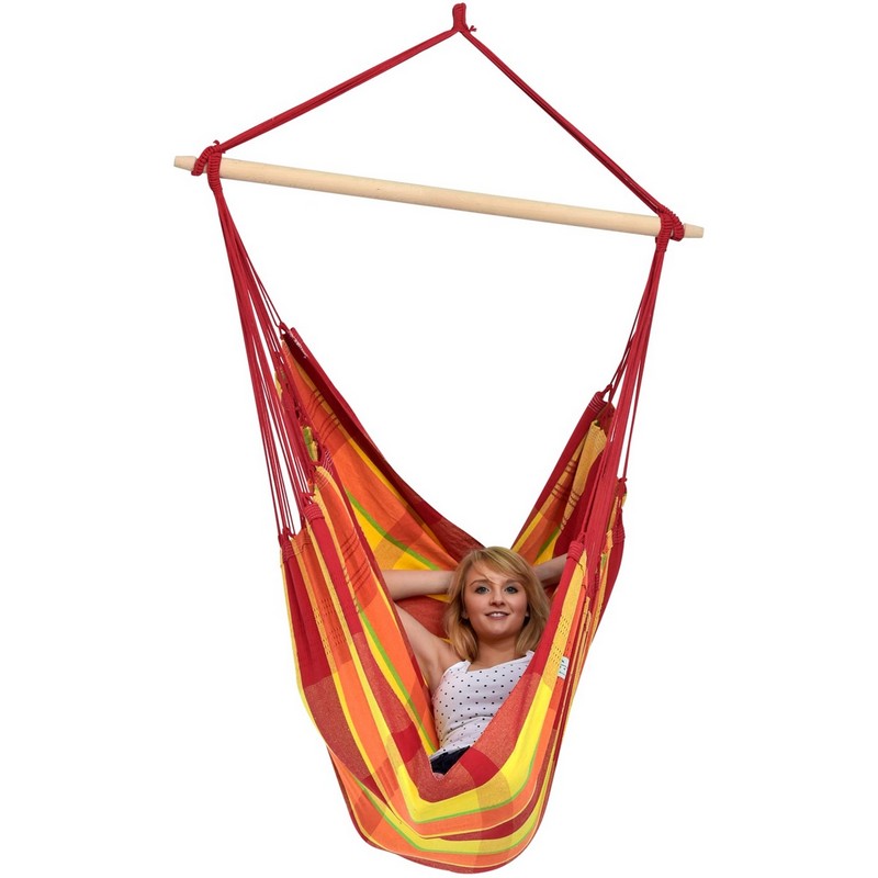 Brazil Papaya Hammock Chair - Checked Orange & Red