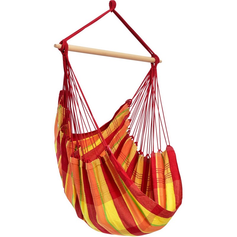 Brazil Papaya Hammock Chair - Checked Orange & Red