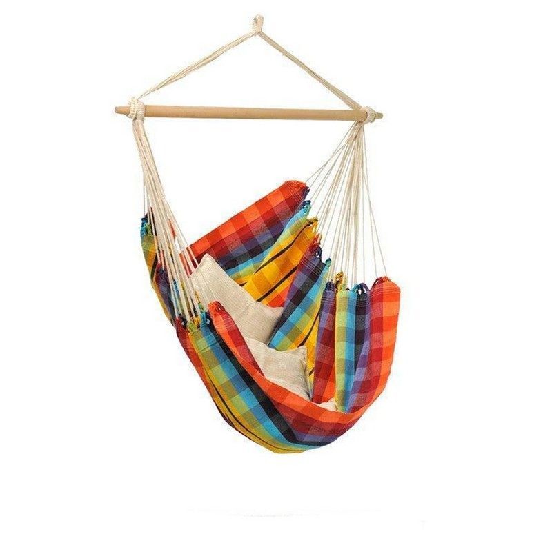 Brazil Rainbow Hammock Chair - Checked Rainbow Multicoloured