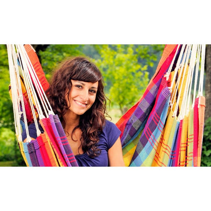 Brazil Rainbow Hammock Chair - Checked Rainbow Multicoloured