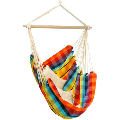 Brazil Rainbow Hammock Chair - Checked Rainbow Multicoloured