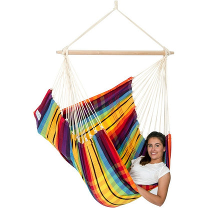 Brazil Rainbow Hammock Chair - Checked Rainbow Multicoloured