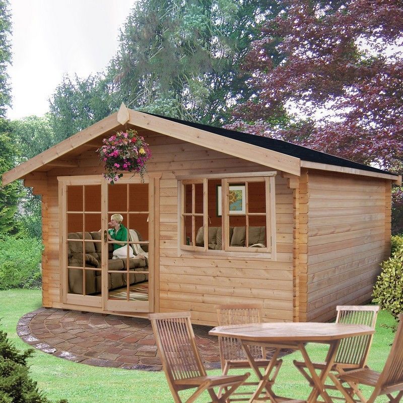 Shire Abbeyford 11' 9" x 9' 9" Apex Log Cabin - Premium 70mm Cladding Tongue & Groove