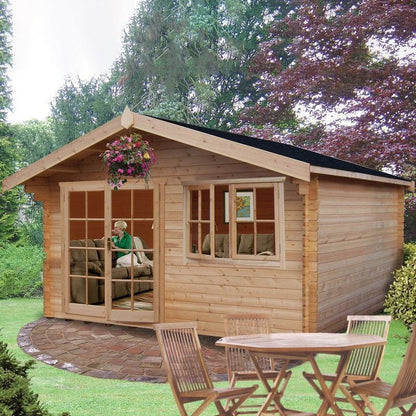 Shire Abbeyford 15' 6" x 9' 9" Apex Log Cabin - Premium 34mm Cladding Tongue & Groove