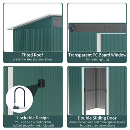 Lightsky 8.5 x 6' Double Door Pent Garden Shed Steel Green by Steadfast