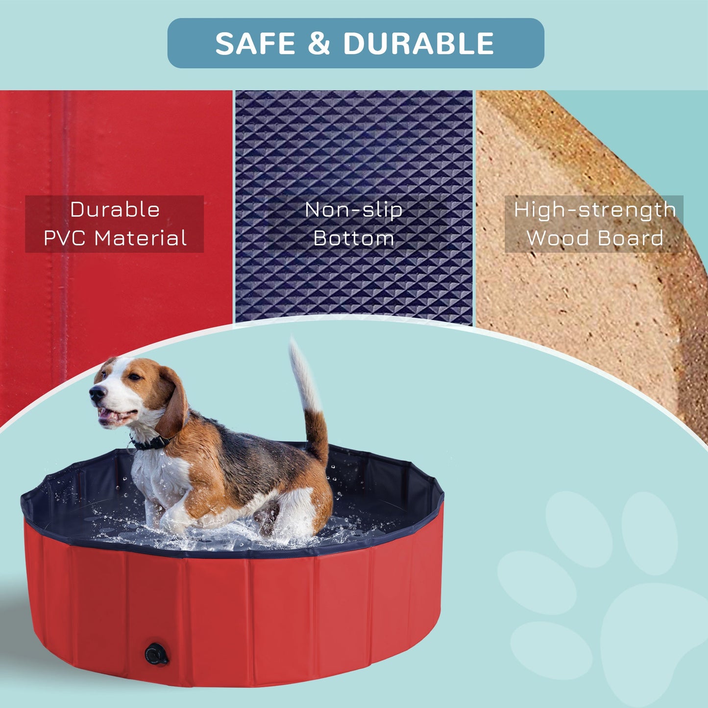 PawHut 100x30H cm Pet Swimming Pool-Red