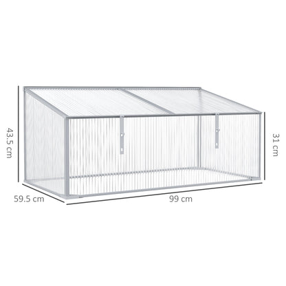 Garden Polycarbonate Cold Frame Greenhouse Grow House Flower Vegetable Plants Bed Aluminium Frame 99L x 60W x 44H cm