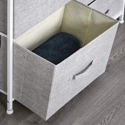 5 Drawer Linen Basket Storage Unit Home Organisation w/ Shelf Handles Metal Frame Adjustable Feet Hallway Home Dresser Grey