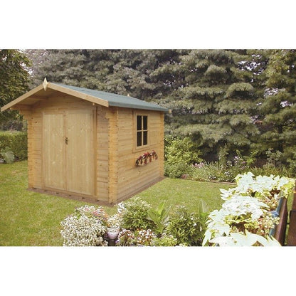 Shire Ashdown 9' 9" x 13' 8" Apex Log Cabin - Premium 28mm Cladding Tongue & Groove