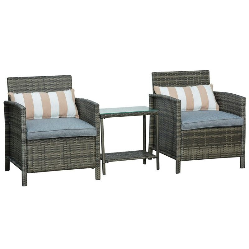 Outsunny 3 Pieces Pe Rattan Bistro Set