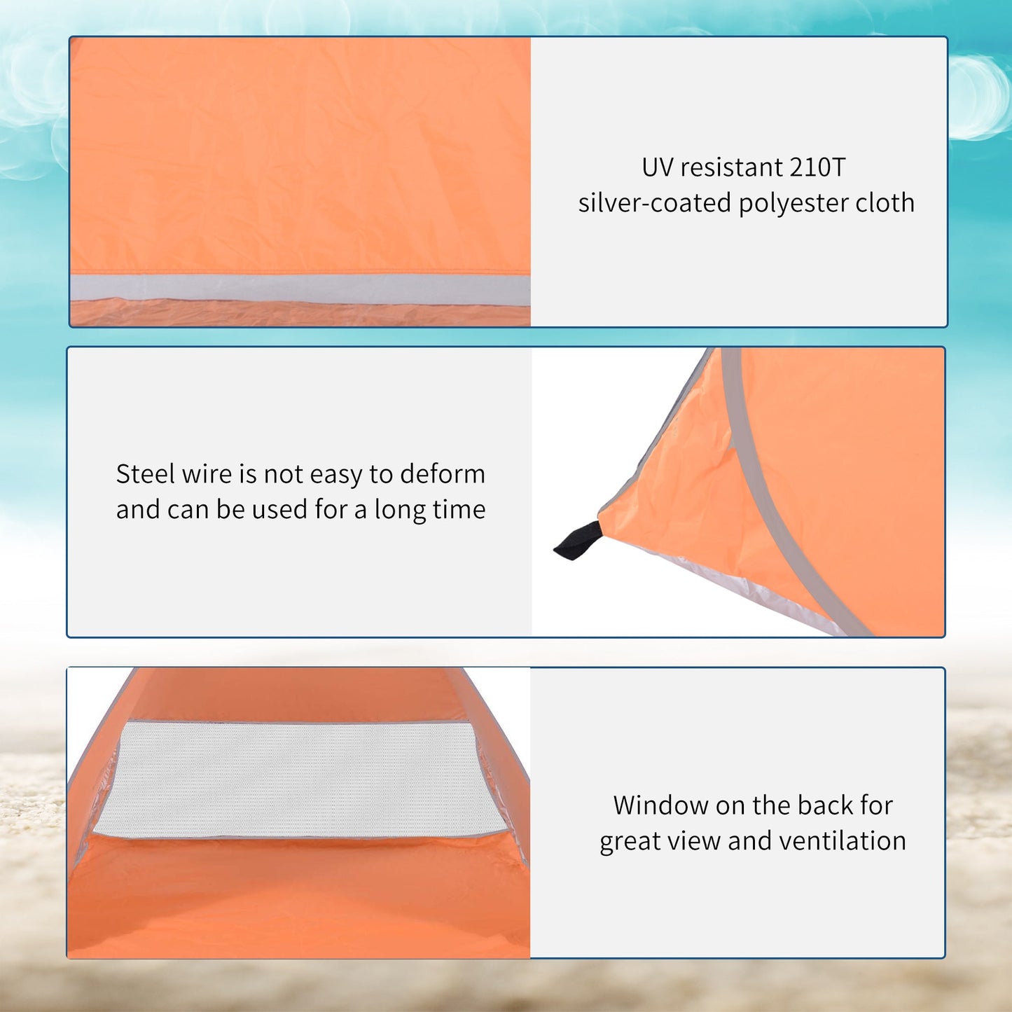 Outsunny 2 Person Pop Up Uv Shelter Shade-Orange