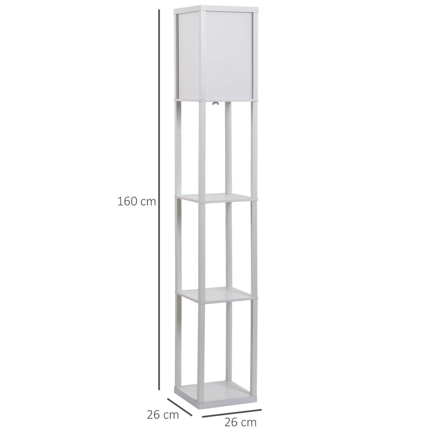 Medium-density fibreboard 4-Tier Floor Lamp White