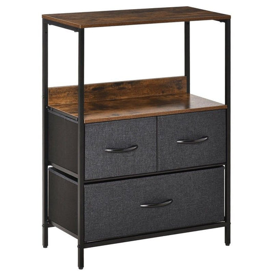 Homcom 3 Drawer Storage Chest Unit Home Cabinet With Shelves Home Living Room Bedroom Entryway Living Furniture Black