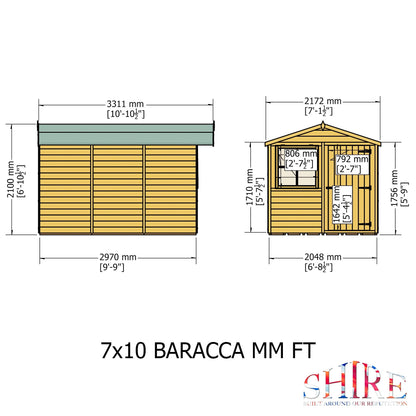 Shire Barraca 7' x 10' 11" Apex Shed - Premium Dip Treated Shiplap