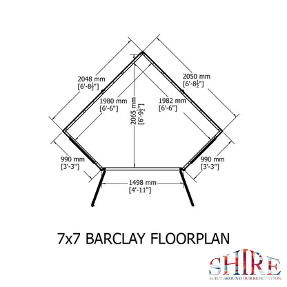 Shire Barclay 7' 4" x 7' 4" Flat Summerhouse - Premium Dip Treated Shiplap