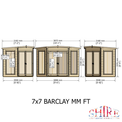 Shire Barclay 7' 4" x 7' 4" Flat Summerhouse - Premium Dip Treated Shiplap