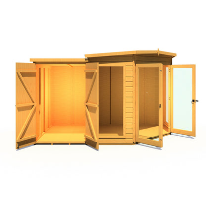 Shire Barclay 4' 2" x 7' 1" Pent Summerhouse with Side Shed - Premium Coated Shiplap