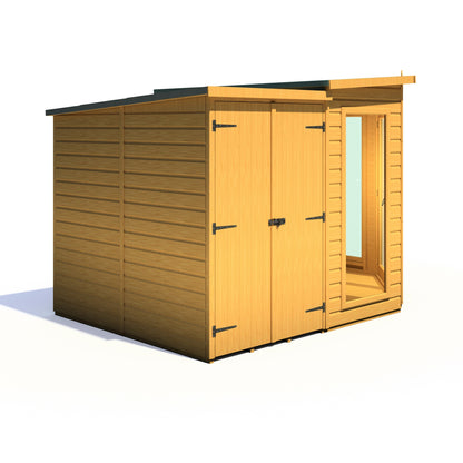 Shire Barclay 4' 2" x 7' 1" Pent Summerhouse with Side Shed - Premium Coated Shiplap