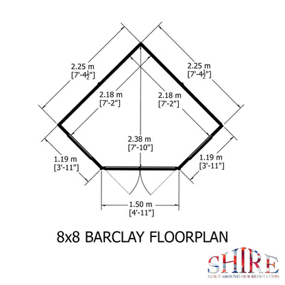 Shire Barclay 6' 8" x 6' 8" Flat Summerhouse - Premium Dip Treated Shiplap