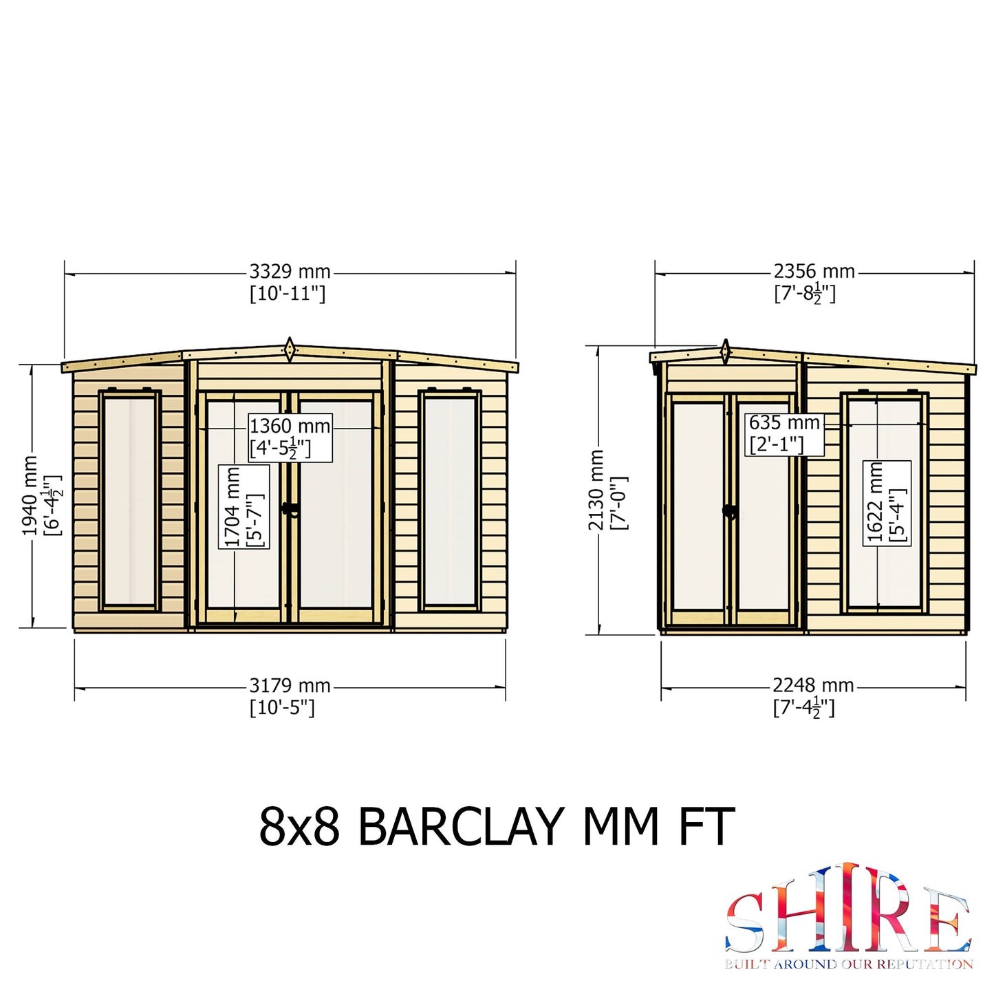 Shire Barclay 6' 8" x 6' 8" Flat Summerhouse - Premium Dip Treated Shiplap