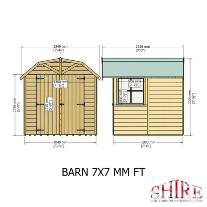 Shire Barn 7' 2" x 7' 7" Barn Shed - Premium Dip Treated Shiplap