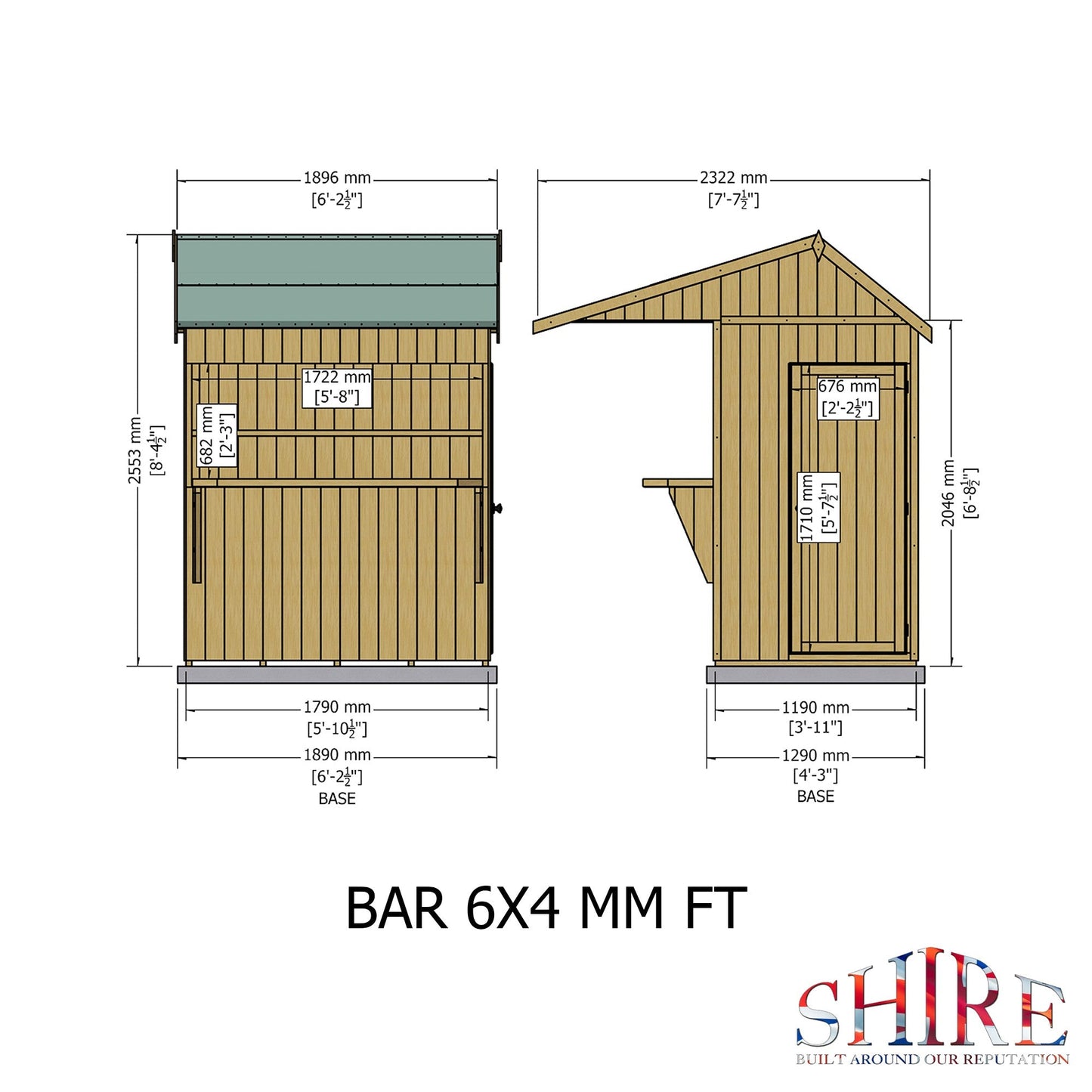 Shire Paradise 6' 4" x 7' 7" Reverse Apex Shed - Premium Dip Treated Shiplap