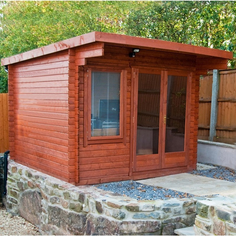 Shire Belgravia 9' 9" x 9' 9" Pent Log Cabin - Classic 28mm Cladding Tongue & Groove