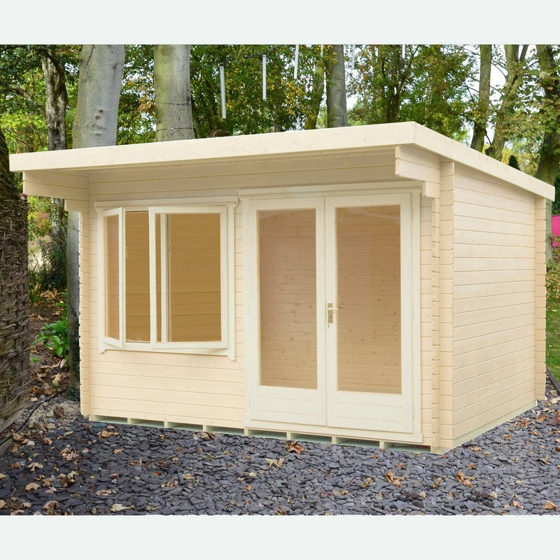 Shire Belgravia 11' 9" x 9' 9" Pent Log Cabin - Classic 28mm Cladding Tongue & Groove