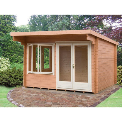 Shire Belgravia 11' 9" x 11' 9" Pent Log Cabin - Premium 28mm Cladding Tongue & Groove