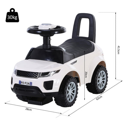 3-in-1 Ride On Car Foot To Floor Slider Toddler w/ Horn Steering Wheel NO POWER Manual Under Seat Storage Safe Design for 1-3 Year Old White