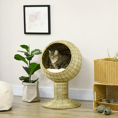 Woven 41 x 41cm Cat Bed Cyclindrical Elevated Tower by Pawhut