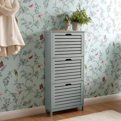 Bergen Tall Shoe Storage Grey 3 Doors 3 Shelves