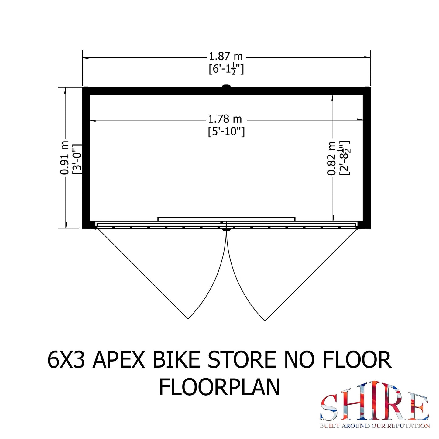 Shire Wentworth 6' x 2' 11" Apex Bike Store - Premium Dip Treated Shiplap