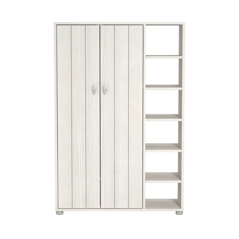 Bideford Tall Shoe Storage White 2 Doors 12 Shelves