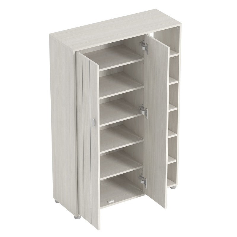 Bideford Tall Shoe Storage White 2 Doors 12 Shelves