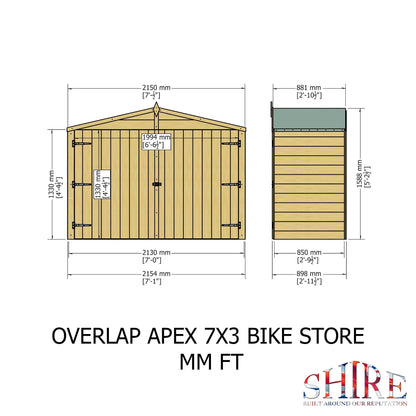 Shire Overlap Garden Bike Storage Unit (7' x 3')